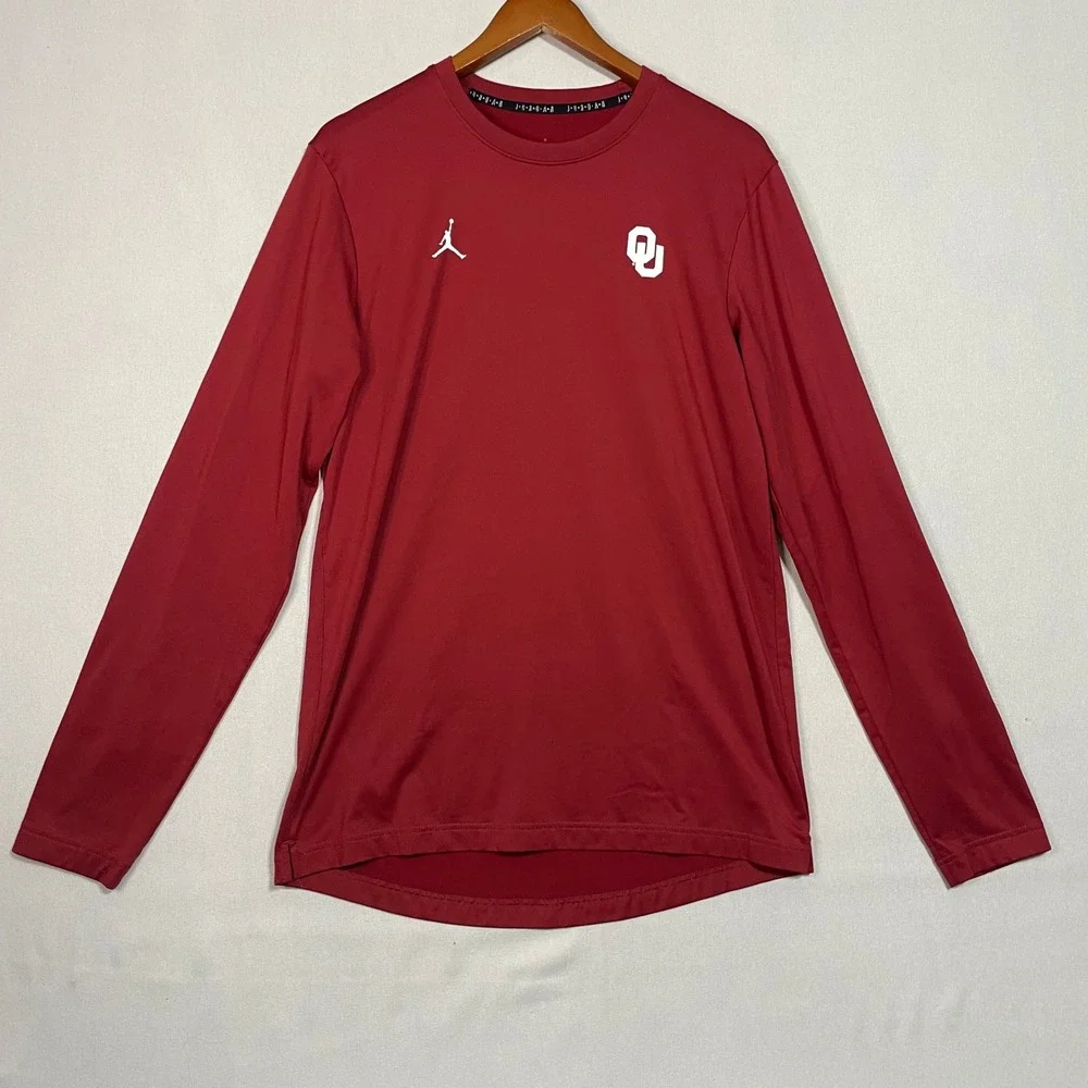 Jordan Men's Brand Oklahoma Sooners Crimson Dri-FIT Long Sleeve T-Shirt - Size M